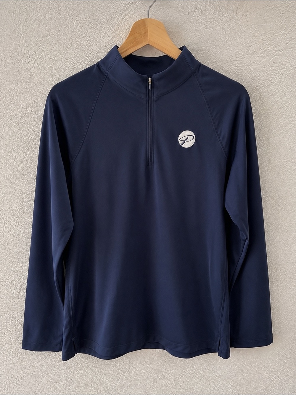 Peter Millar Perth Navy Blue Performance Quarter Zip Large Custom Logo Golf